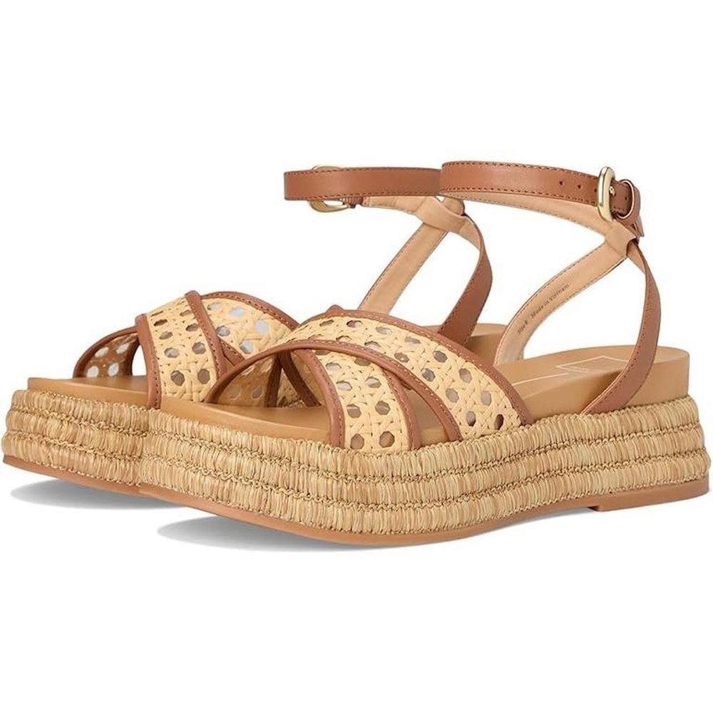 Dolce Vita Women’s Tan Braided Rafia Platform Chunky Sandals size 9.5